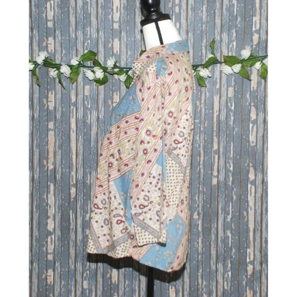 Lemon Grass Patchwork Ladies Blouse Top Size XL Button Up Gannycore Artsy Hippie - Picture 4 of 7